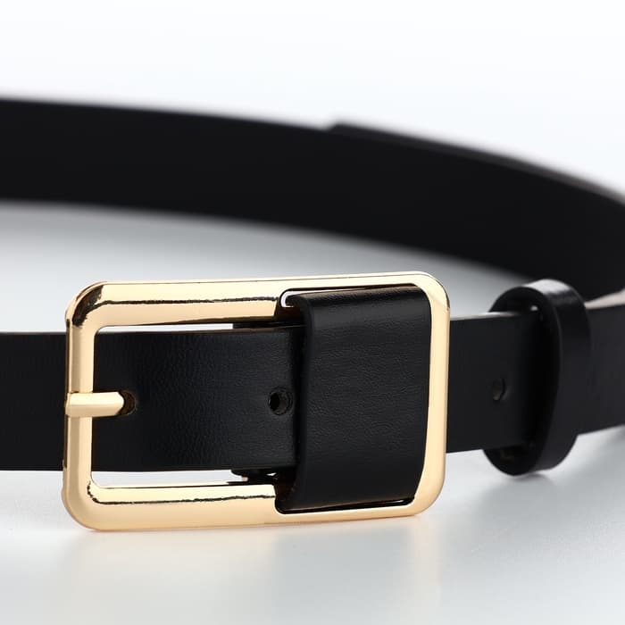 Ремень женский, 110×2.1 см, с винтом, пряжка металл, золотистая, чёрный