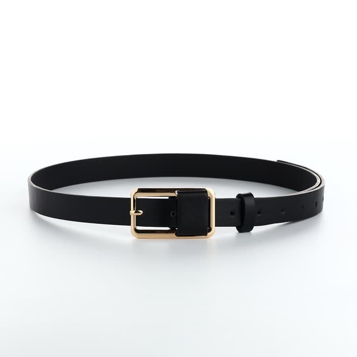 Ремень женский, 110×2.1 см, с винтом, пряжка металл, золотистая, чёрный