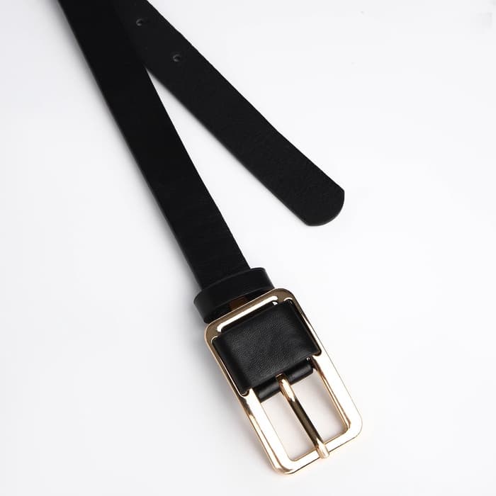 Ремень женский, 110×2.1 см, с винтом, пряжка металл, золотистая, чёрный