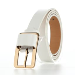 Ремень женский, 110×2.1 см, с винтом, пряжка металл, золотистая, белый