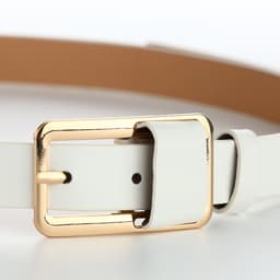 Ремень женский, 110×2.1 см, с винтом, пряжка металл, золотистая, белый