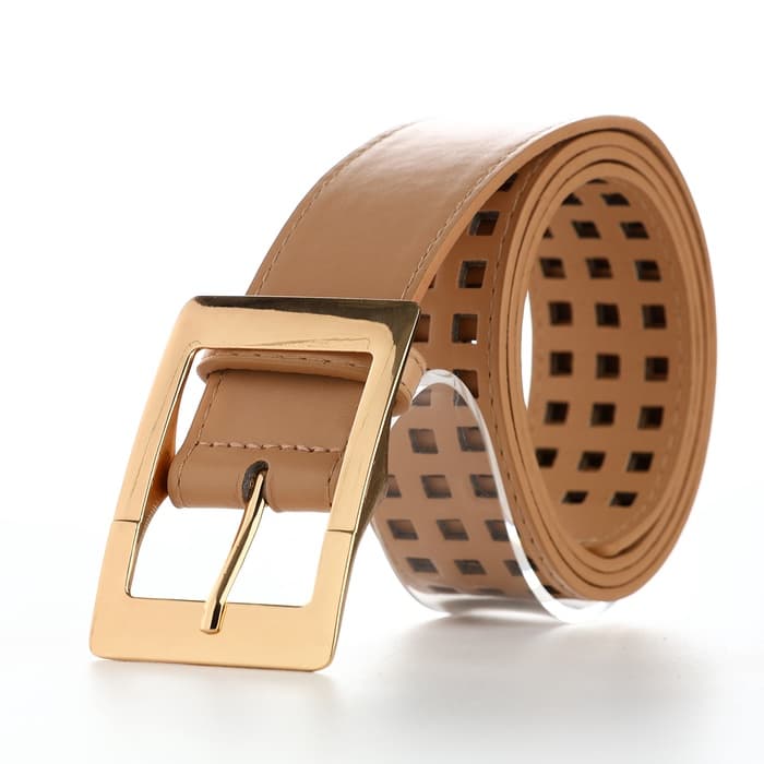 Ремень женский, 110×4 см, пряжка металл, золотистая, бежевый