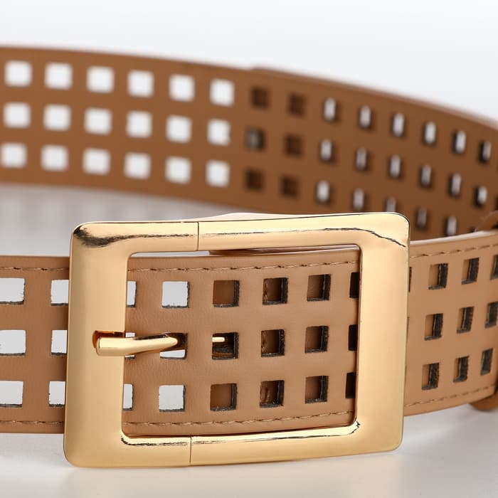 Ремень женский, 110×4 см, пряжка металл, золотистая, бежевый
