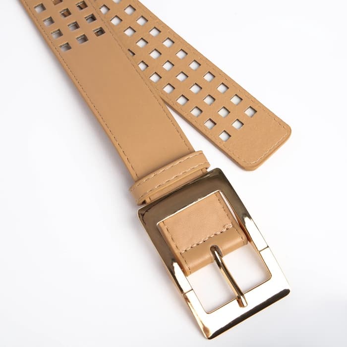 Ремень женский, 110×4 см, пряжка металл, золотистая, бежевый