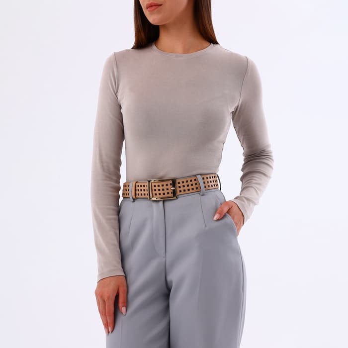 Ремень женский, 110×4 см, пряжка металл, золотистая, бежевый