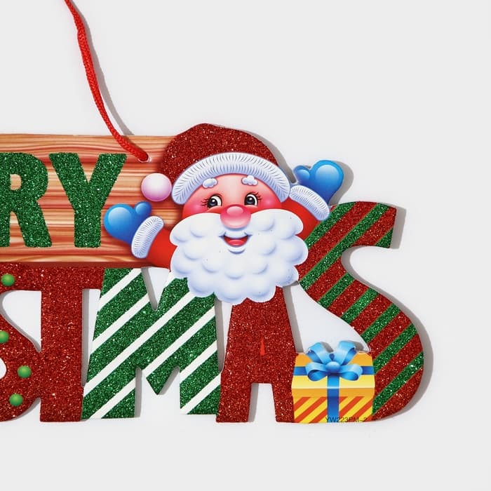 Новогоднее украшение настенное «Mery Christmas», подвеска, 14.7×42 см