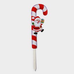 Новогодний топпер декоративный трость «Дедушка мороз с подарком», 16.7×67.5 см