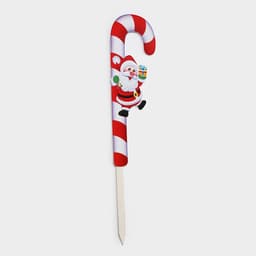 Новогодний топпер декоративный трость «Дедушка мороз с подарком», 16.7×67.5 см