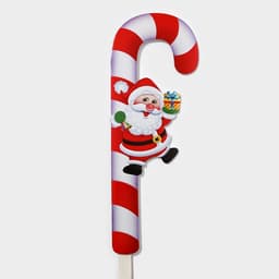Новогодний топпер декоративный трость «Дедушка мороз с подарком», 16.7×67.5 см