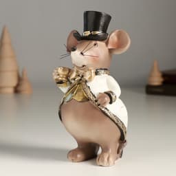 Фигурка полистоун «Мышонок в цилиндре и белом фраке», 8×8×16.5 см