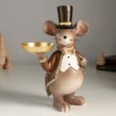 Подсвечник полистоун на 1 свечу «Мышонок в цилиндре и фраке», 17×10×23 см