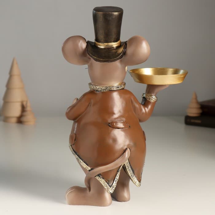 Подсвечник полистоун на 1 свечу «Мышонок в цилиндре и фраке», 17×10×23 см