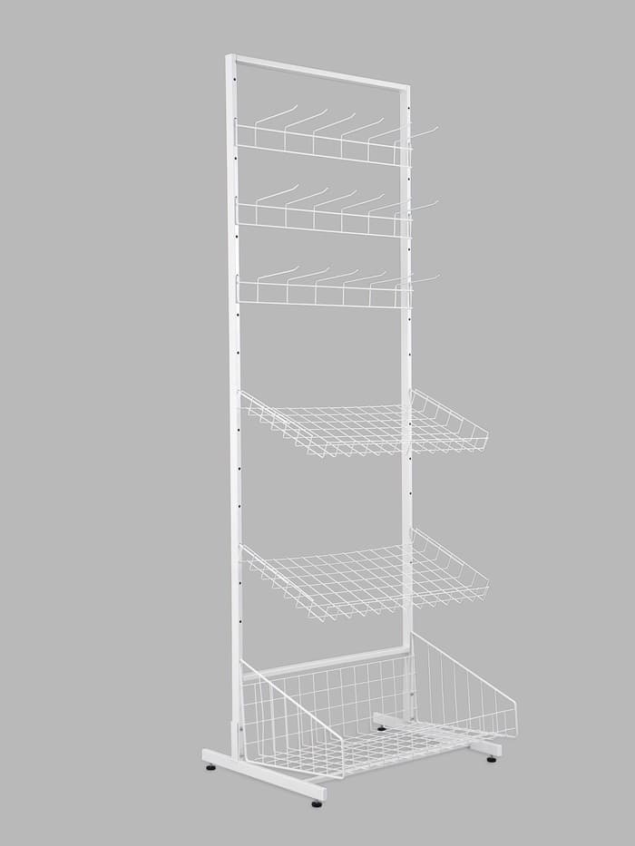 Стойка прикассовая 190×64.5×55, 3 корзины, 3 гребёнки, белая