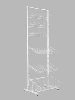 Стойка прикассовая 190×64.5×55, 3 корзины, 3 гребёнки, белая