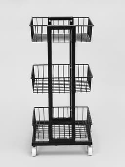 Стойка торговая универсальная, 3 корзины, на колесах, 35×35×76 см, цвет чёрный