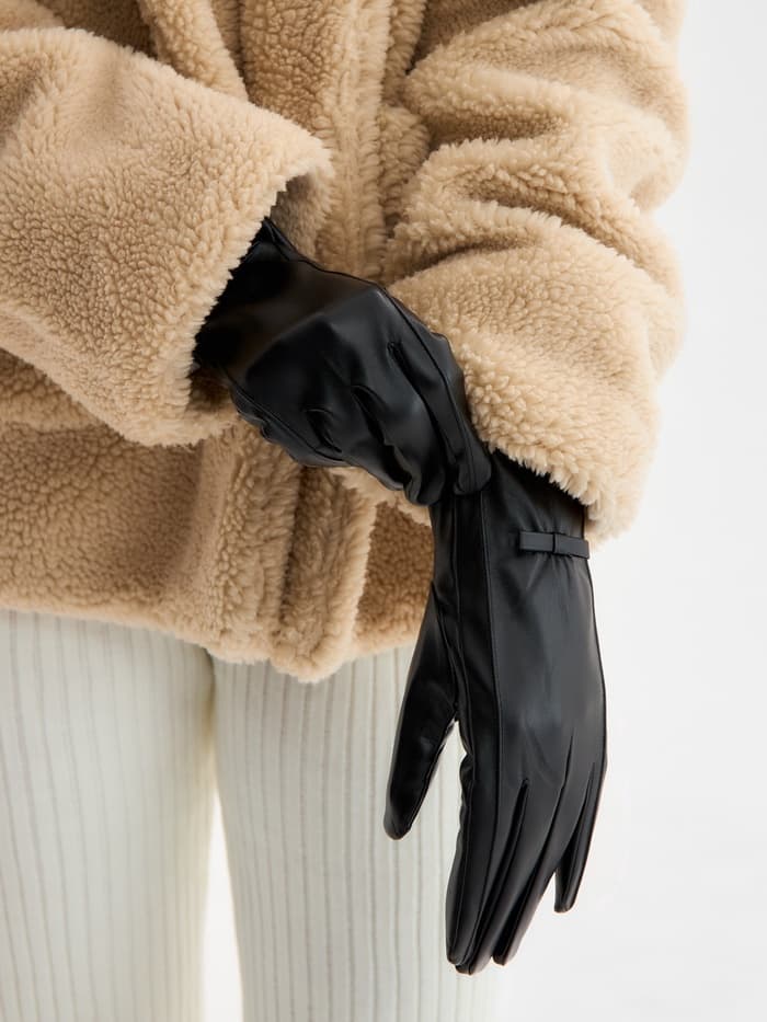 Перчатки женские, без утеплителя, безразмерные, чёрные