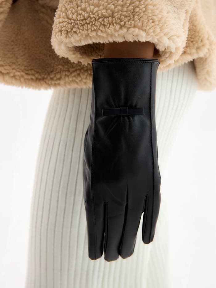 Перчатки женские, без утеплителя, безразмерные, чёрные