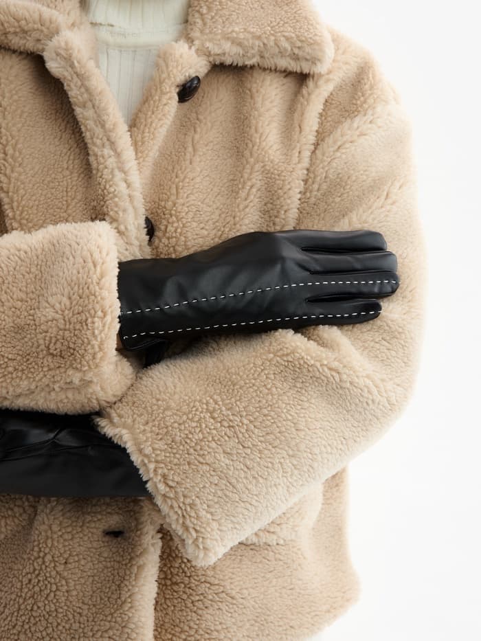 Перчатки женские, без утеплителя, безразмерные, чёрные