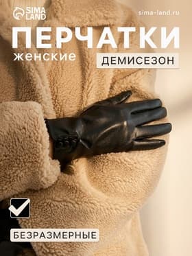 Перчатки женские, без утеплителя, безразмерные, чёрные
