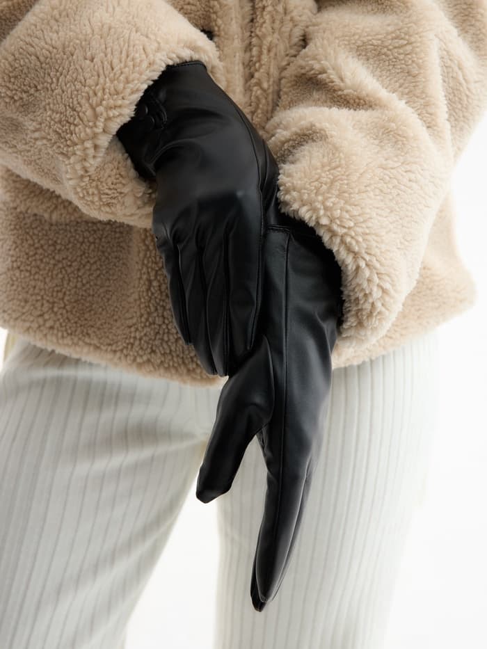 Перчатки женские, без утеплителя, безразмерные, чёрные