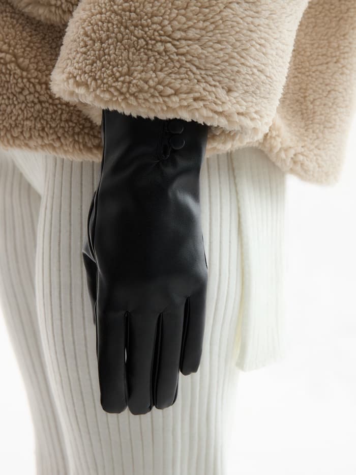 Перчатки женские, без утеплителя, безразмерные, чёрные