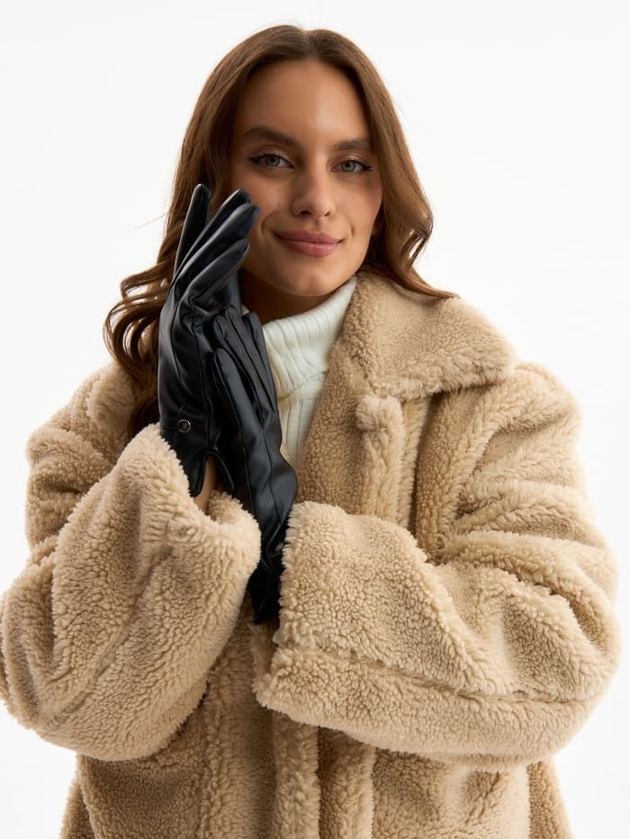 Перчатки женские, без утеплителя, безразмерные, чёрные