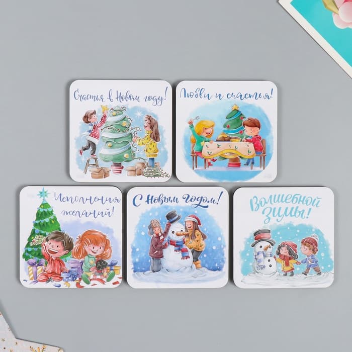 Магнит на холодильник «Дети», дерево, 7×7 см, 5 видов, МИКС