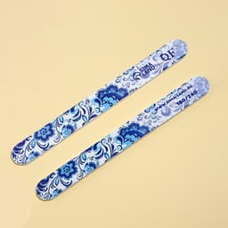 Пилка для ногтей «Гжель», прямая, 180/240 грит, 18 см, разноцветная