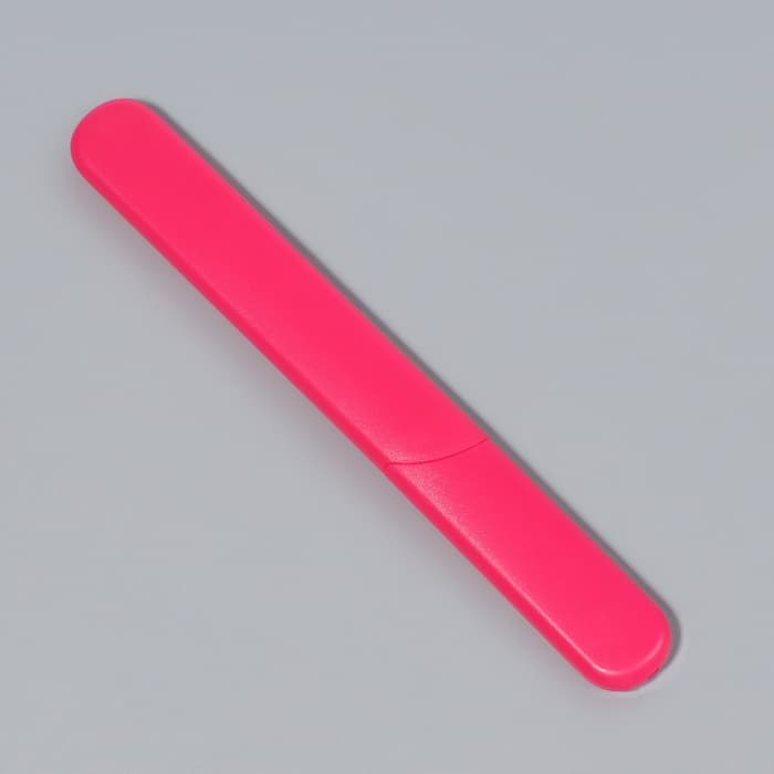 Пилка стеклянная для ногтей, 12.8 см, в пластиковом футляре, розовая