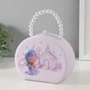 Шкатулка для украшений «Сумочка. Малышка-ангел у домика», искусственная кожа, сирень, 19×15.5×7.5 см