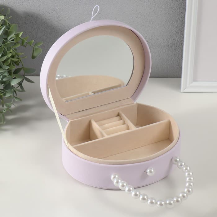 Шкатулка для украшений «Сумочка. Малышка-ангел у домика», искусственная кожа, сирень, 19×15.5×7.5 см