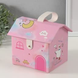 Шкатулка для украшений «Домик. Утёнок», искусственная кожа, розовая, 16.5×19×16.5 см