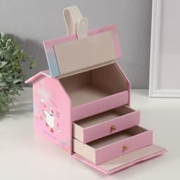 Шкатулка для украшений «Домик. Утёнок», искусственная кожа, розовая, 16.5×19×16.5 см