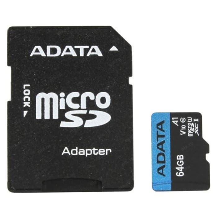 Карта памяти microSDXC A-Data, 64 GB, AUSDX64GUICL10A1-RA1 Premier Pro + adapter