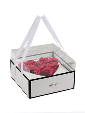 Коробка для цветов с фигурным вкладышем и пластиковой крышкой Present, 23.5×23.5×15 см