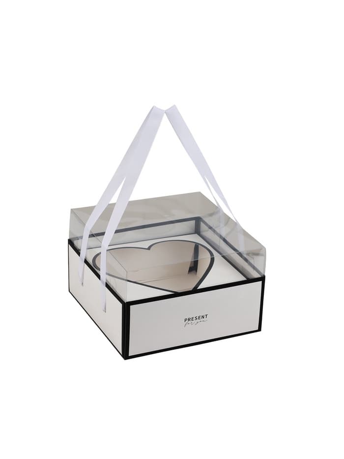 Коробка для цветов с фигурным вкладышем и пластиковой крышкой Present, 23.5×23.5×15 см