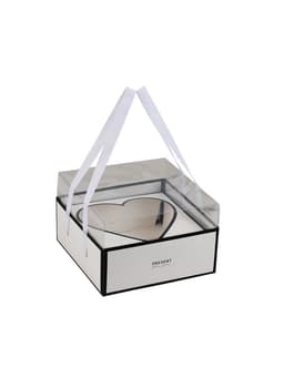 Коробка для цветов с фигурным вкладышем и пластиковой крышкой Present, 23.5×23.5×15 см