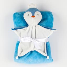 Подарочный набор Крошка Я «Пингвин»: комфортер 27 см + плед 71×125 см