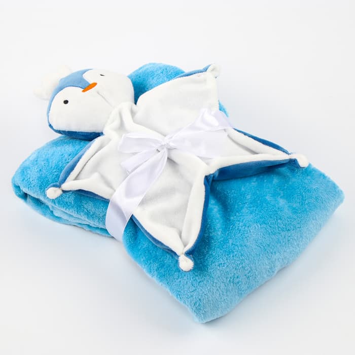 Подарочный набор Крошка Я «Пингвин»: комфортер 27 см + плед 71×125 см