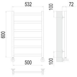 Полотенцесушитель водяной TERMINUS «Аврора» П6, 500×600 мм, нижнее подключение, хром
