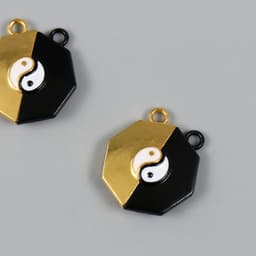 Замок магнитный металл «Инь-ян», чёрный и золотой, 2×2.2×0.5 см, (набор 2 половинки)