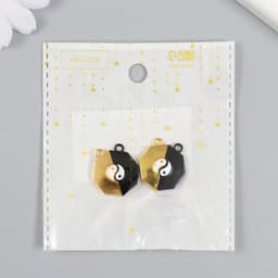 Замок магнитный металл «Инь-ян», чёрный и золотой, 2×2.2×0.5 см, (набор 2 половинки)