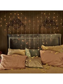 Гирлянда «Бахрома» 2×1.5 м с насадками «Сердце», IP20, прозрачная нить, 124 LED, свечение тёплое белое, 220 В