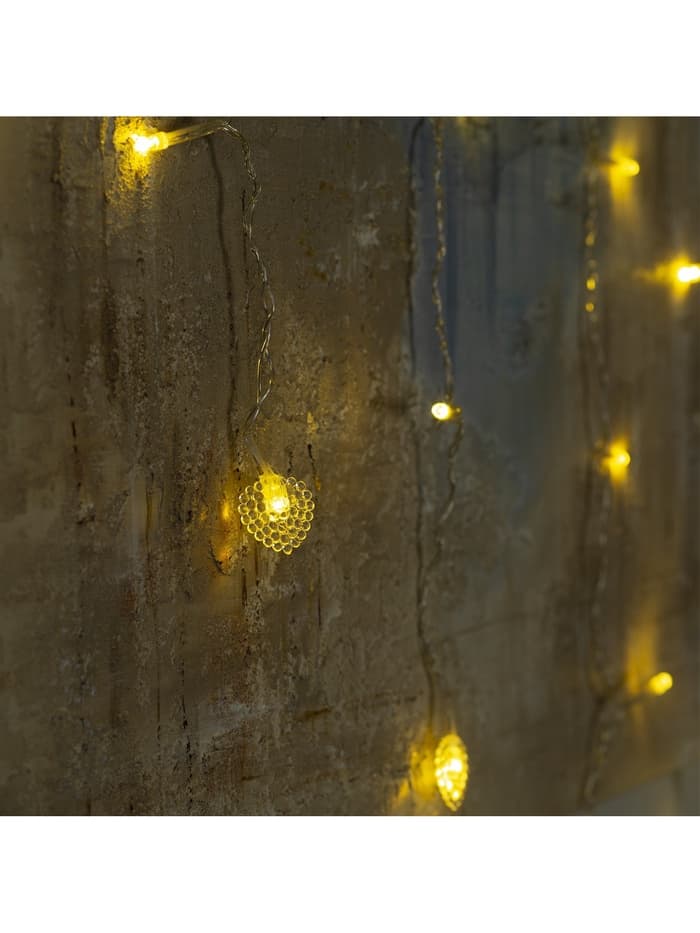 Гирлянда «Бахрома» 2×1.5 м с насадками «Сердце», IP20, прозрачная нить, 124 LED, свечение тёплое белое, 220 В