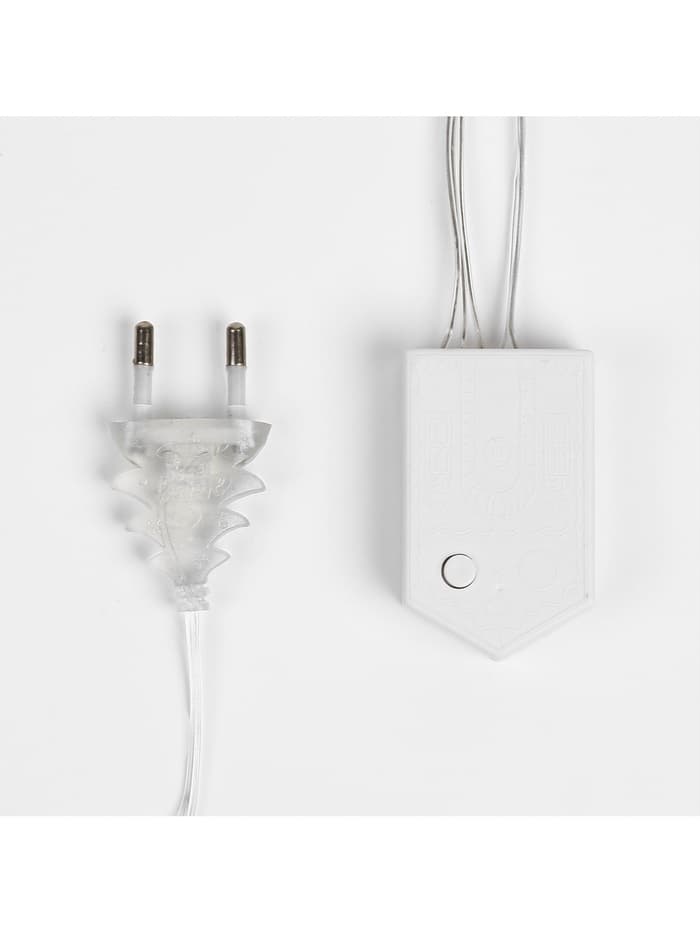 Гирлянда «Бахрома» 2×1.5 м с насадками «Сердце», IP20, прозрачная нить, 124 LED, свечение тёплое белое, 220 В