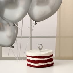 Свеча для торта, цифра 0 + воздушные шары, 5 шт., серебро