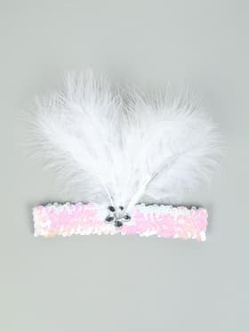 Повязка на голову с пером, цвет белый