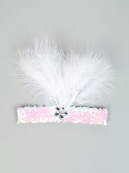 Повязка на голову с пером, цвет белый