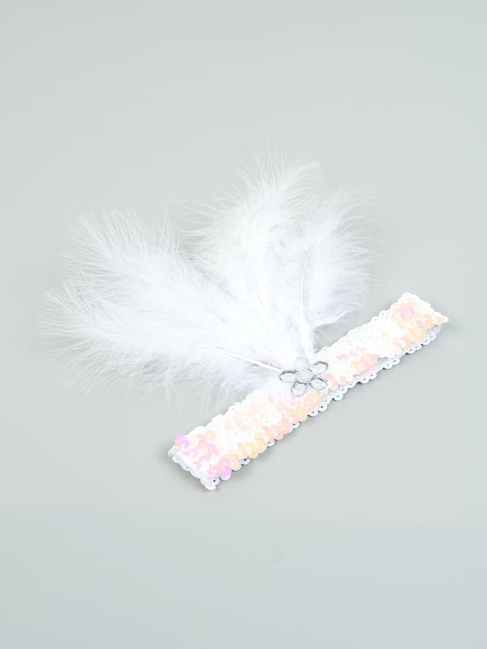 Повязка на голову с пером, цвет белый