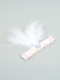 Повязка на голову с пером, цвет белый